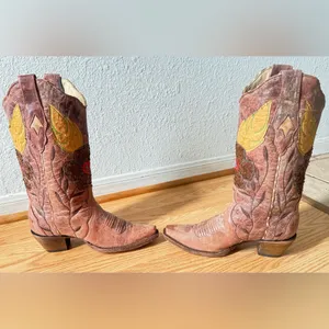 Corral Vintage Distressed Women's Daisy Overlay Cowgirl Boot Snip Toe Size 6 1/2 thumbnail 15