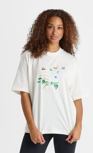 New Balance Cream Graphic Tee with Green Botanical Detail thumbnail 1