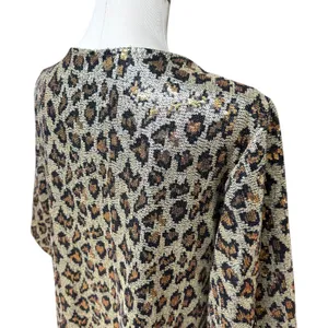 L&B Open Front Mid Length Kimono Leopard Sequin Small thumbnail 4
