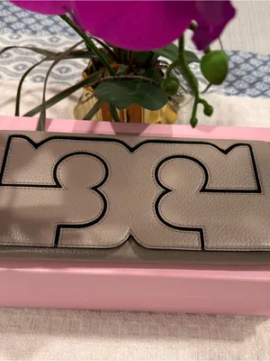 Tory Burch Miller Logo Folding Serif Clutch in French Gray - NWOT thumbnail 7