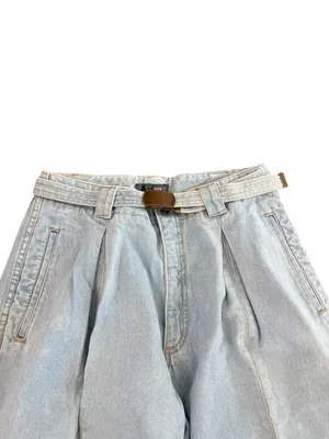 Lizwear Light Wash Pleated Belted Wide Leg Jeans Barrel Trouser Size 10 Women's thumbnail 7