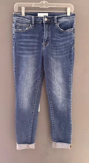 Vervet Los Angeles High Rise Skinny Jeans Medium‎ Wash Blue Cuffed Size 28 thumbnail 1