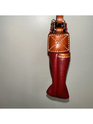 NEW Dooney & Bourke Pebble Leather Ginger Pouchette Crossbody Shoulder Bag Wine thumbnail 4