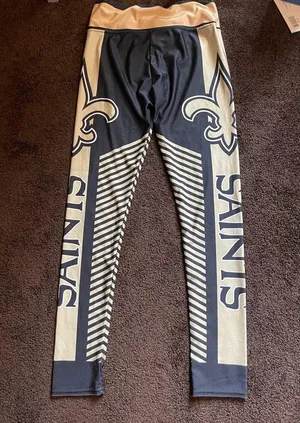 National Football League New Orleans Saints black and gold striped leggings S thumbnail 12
