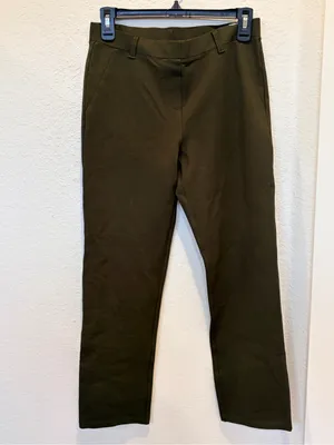 Quince Ultra-Stretch Ponte Straight Leg Pants in Olive, Size‎ S thumbnail 7