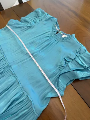 Umgee Blue Shimmer Ruffle Sleeve Tiered Dress thumbnail 7