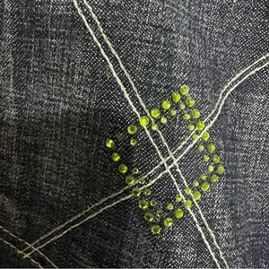 Seven For All Mankind Dojo Embellished‎ Green Rhinestone Square Design Jeans thumbnail 10