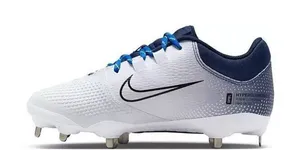 Nike Hyperdiamond 4 Pro Cleats Women’ 8 White Blue Metal Fastpitch Softball NWT thumbnail 1