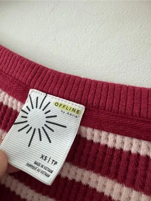 Aerie Offline Oversized‎ Waffle Knit Stripe Pullover thumbnail 4