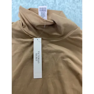 Victoria's Secret Mock‎ Neck Long Sleeve Bodysuit Tan Brown Gold V Hardware L… thumbnail 3