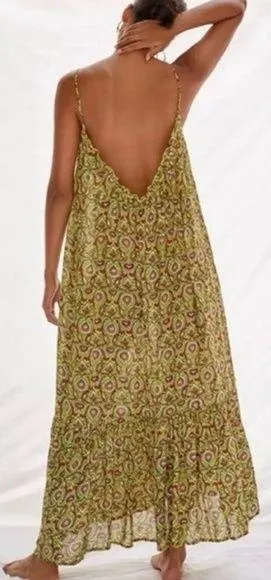 by anthropologie flounced citron printed lounge maxi dress thumbnail 2
