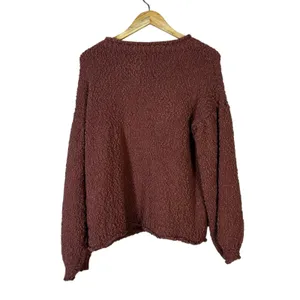 POL TSS224 Popcorn Knit Pullover Sweater Mauve Plum Boho Balloon Sleeve Size M thumbnail 5