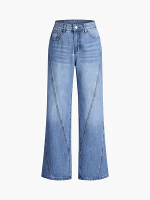 Commence Vintage Style High Waist Straight Leg Denim Jeans thumbnail 6