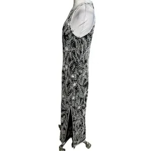 Vintage Stenay silk beaded sequin gown‎ maxi with slit black white Sz 8 thumbnail 3