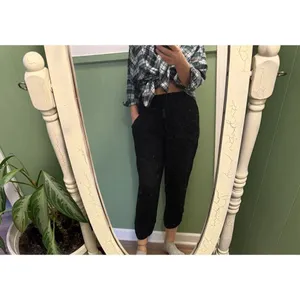 SoundStyle Black Harem Pants Size M Elastic Waist Drawstring Rayon Size M thumbnail 2