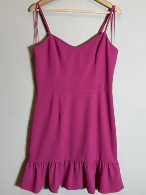 Dress The Population Mira Ruffle Mini Dress Womens Medium Hibiscus Pink Cocktail thumbnail 7