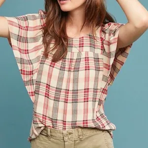 ANTHROPOLOGIE Maeve Priscilla Plaid Blouse thumbnail 1