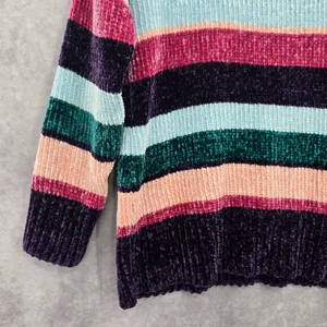 Electric Cozy Whimsy Westbound Multi Color Block‎ Stripe Pullover Sweater Medium thumbnail 8