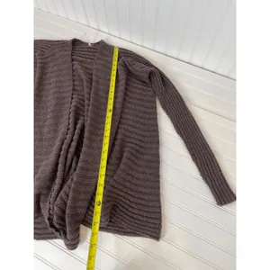 Free People Brown Knit Ribbed Open Front Wool Blend Long Sleeve Cardigan Size S thumbnail 7