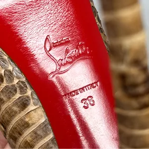 Christian Louboutin Altadama 140 Watersnake Open Toe Platform Heels Brown 38 thumbnail 10