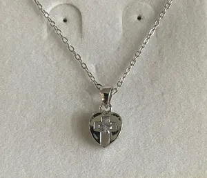 Silver heart and cross necklace thumbnail 8