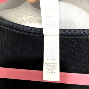 NEW Aerie Offline Black Sidewalk Seamless Ribbed Long Sleeve Cropped Top XL thumbnail 3