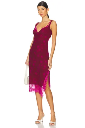 Free People x REVOLVE Floral Lace Party Crasher Midi Slip in Plum Combo thumbnail 2