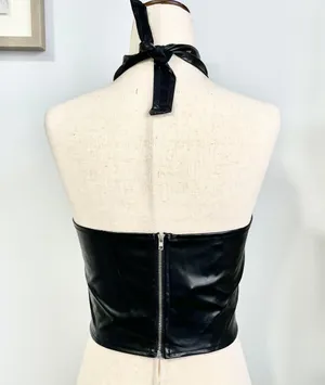 Black Faux Leather Sexy Top thumbnail 3