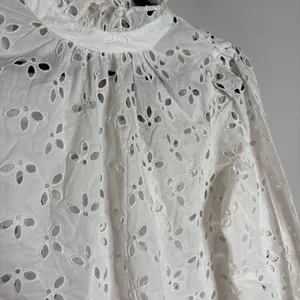 NWT J. Crew Ruffle Neck Mini Dress in White Eyelet thumbnail 3