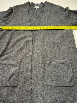 J. Crew Wool Blend Charcoal Open-Front Pocket Cardigan thumbnail 4