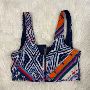 FP Movement Women Blue Multi Geometric Southwestern Sports Bra Crop Top Size M thumbnail 5