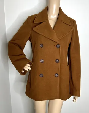 Old Navy Wool Brown Button Peacoat thumbnail 1