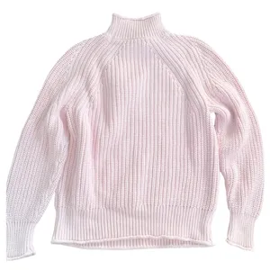 J.Crew Pink Shaker Stitch Mock Neck Cotton Sweater BE159 Medium EUC thumbnail 9
