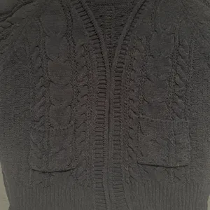 Anthropologie POL Women's Black Chunky Cable Knit Open Front cardigan Size‎ M thumbnail 4