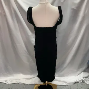 New Pretty Garden Ruched Bodycon Midi Dress Womens Large Black Sexy Cocktail‎ thumbnail 3