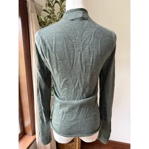 Abercrombie & Fitch Merino Wool Mock Neck Sweater Green Button Sleeve M thumbnail 3