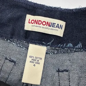 London Jean Skirt Womens 4 Dark Blue Denim Y2K 90s Low/No Waist Double Slit VTG thumbnail 3