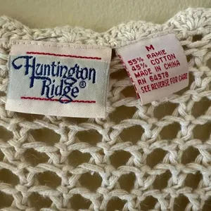 Huntington Ridge Ramie Cotton Cream Botton Boho Festival Crochet Vest M # 2244 thumbnail 9