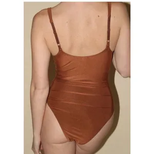 NWT We are HAH x‎ Free People Women's Bodysuit M Brown V-Neck Tank Top thumbnail 4