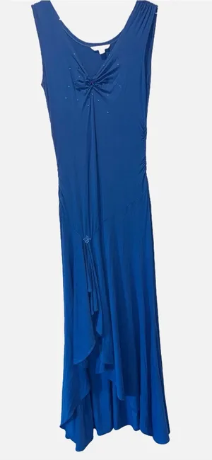 Boston Proper Royal Blue Sleeveless Maxi Dress with Front Knot thumbnail 1