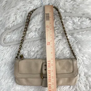 Express Cream Shoulder Bag Faux Leather Gold Chain Strap Boho Chic Parisian Euro thumbnail 7