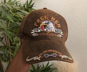 Free Men Dont Need Permission 2nd Amendment Baseball Trucker Cap Hat Men Grunge Streetwear Brown thumbnail 1