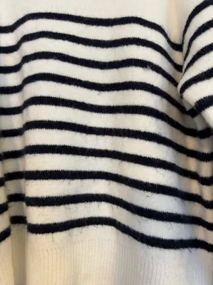 Vestique button black and white striped sweater thumbnail 3