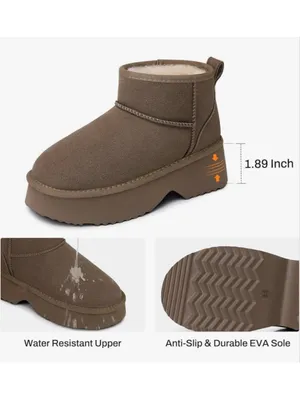 NEW Vegan Suede Boots Platform Mini Snow Boots Ankle Booties 11 thumbnail 3