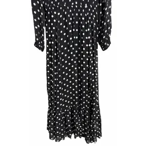 J. Crew Long-Sleeve Chiffon‎ Midi Dress Black Polka Dot Women's Size Small thumbnail 5