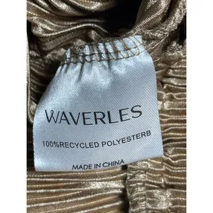 Waverles Brown Satin Pleated High Rise Elastic Waist Flowy Wide Leg Shorts Sz S thumbnail 4
