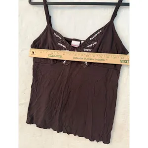 Xhilaration Brown Butterfly Sequin Cami Top Large Y2K Beaded Lettuce Edge Rayon thumbnail 3