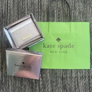 Kate Spade Card Holder Kenzie Metallic Saffiano Lunar NWT Bag Sparkle Silver thumbnail 8