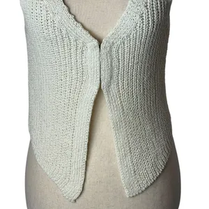 Urban‎ Outfitters Vest Women Medium Ivory Knit Demi Vest Top Streetwear Cropped thumbnail 5