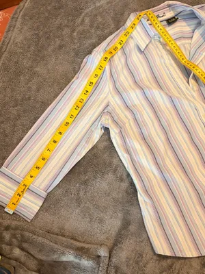Sz L Sz LG Eddie Bauer Striped 3/4 Sleeve Button-Down Shirt thumbnail 8